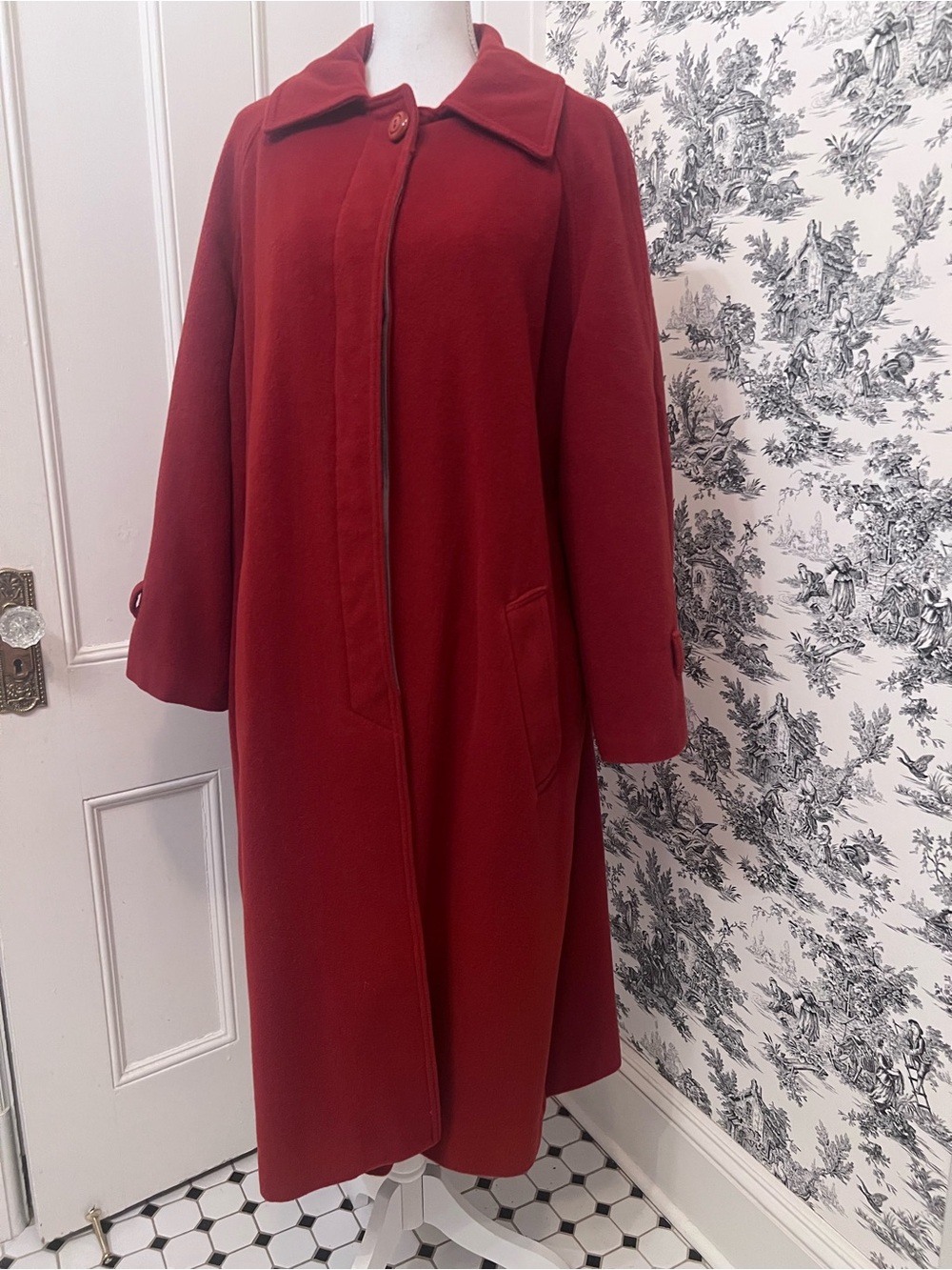 Vogue Paris Original Label Red wool mid century modern coat